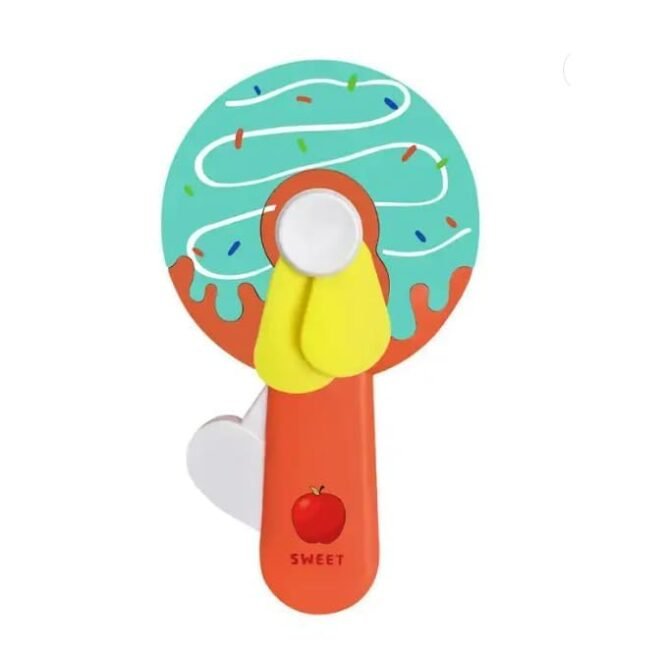 Hand Press Fruit Fan Toy for Kids, Small Pocket Fan for Outdoor,Safe Mini Manual fan, Portable Summer Fan - Multi Print (01)
