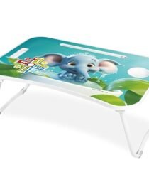 Jam & Honey Foldable Laptop Table with Cup Holder & iPad Holder|with Ludo Dice and Pawns|Work Desk Accessories for Reading, Studying|Cute Elephant| Engineered Wood, 60.6cm, 38.7cm
