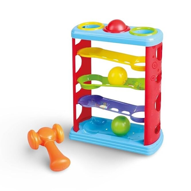 3-Layer Hammer Ball Toy for Kids Age 2-5 | Colorful Ball Drop Pounding Game with Hammer | Montessori Wooden-Inspired Educational Toy | Fun Activity for Toddlers Boys & Girls