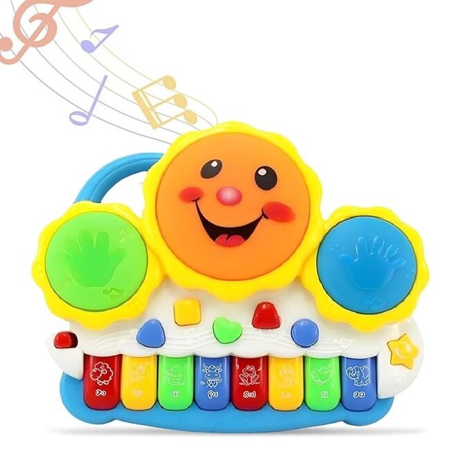 Drum Keyboard Musical Toys with Flashing Lights, Animal Sounds and Songs, Multi Color