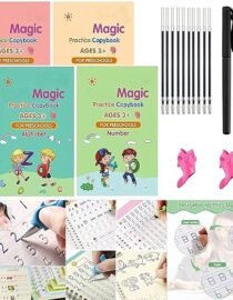 Number Tracing Book for Preschoolers with Pen, Magic Calligraphy Copybook Set Practical Reusable Writing Tool Simple Hand Lettering